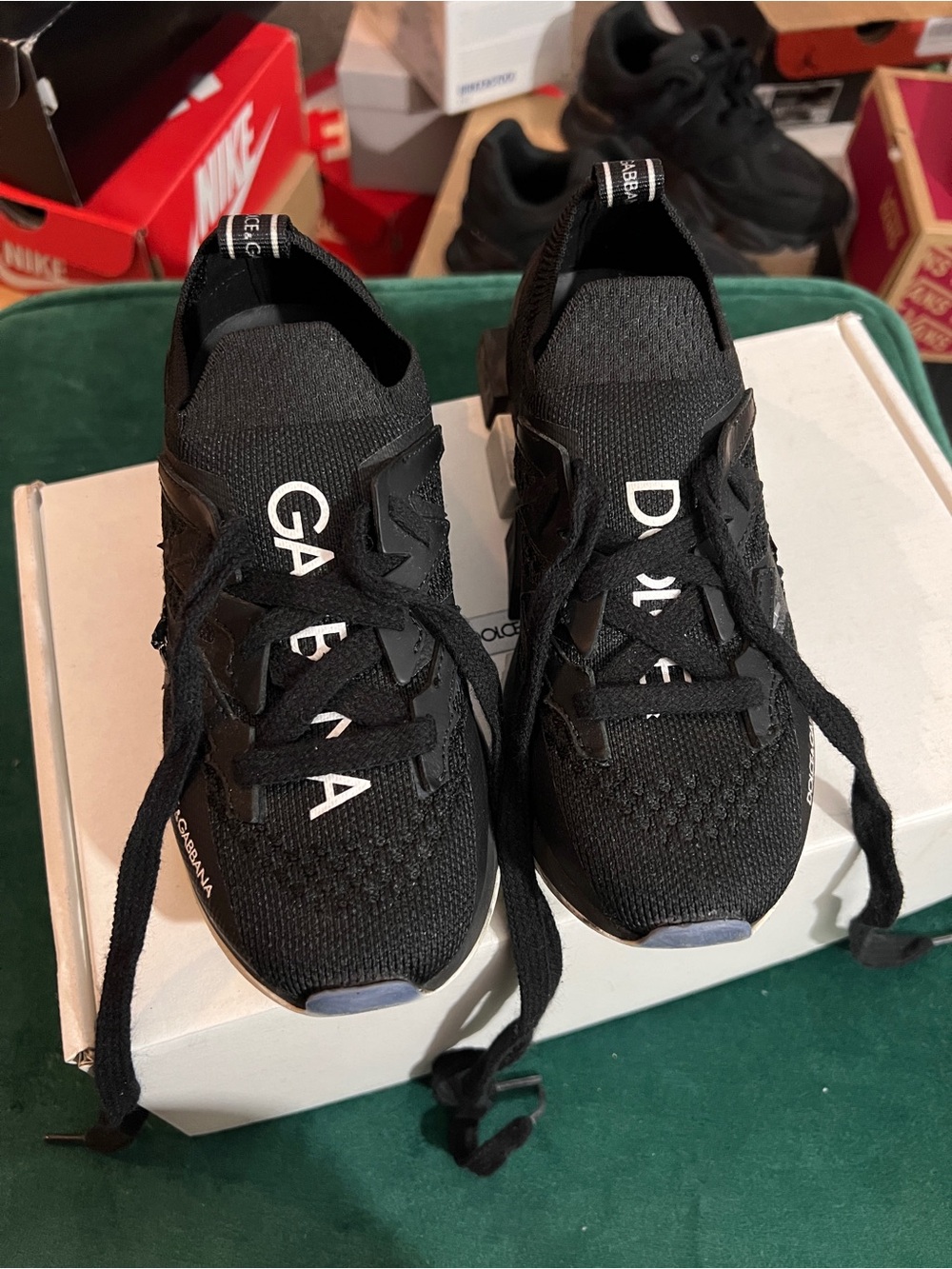 Dolce & Gabbana Kids Black Slip-On Lace-Up Sneakers